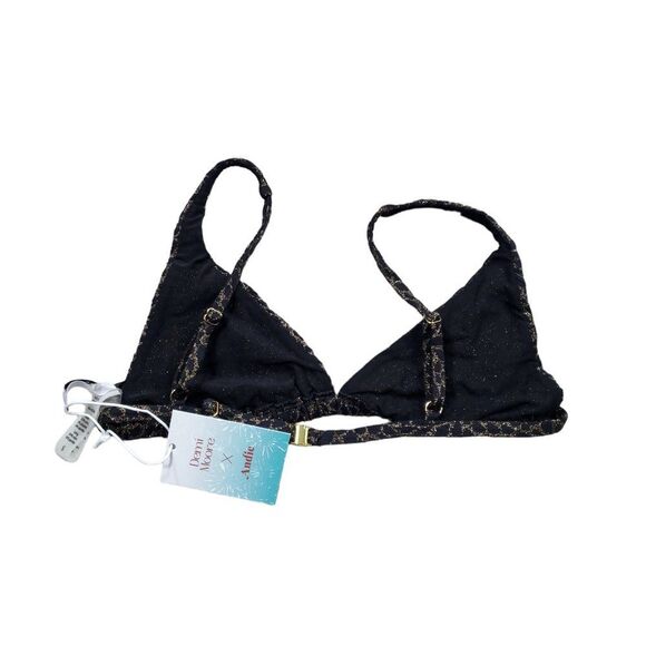 Andie Swim x Demi Moore The Tropez Triangle Bikini Top Size Small Black Gold - Picture 3 of 7